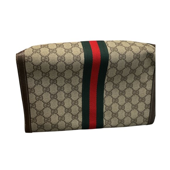 Vintage Gucci  GG Monogram Sherry Line Green & Red Canvas/Leather Clutch Bag - Picture 3 of 10